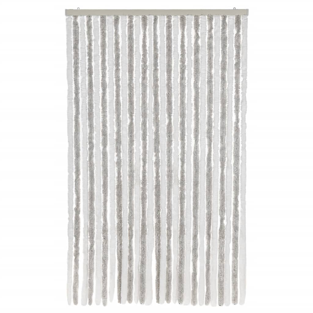 Cortina de mosca Vidaxl 118x220 cm chenille gris claro y blanco