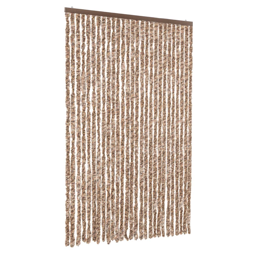 Vidaxl muha zavesa 118x220 cm chenille bež in temno rjava