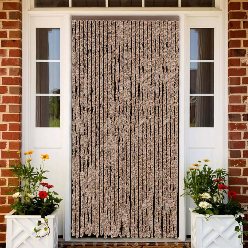 Vidaxl muha zavesa 118x220 cm chenille bež in temno rjava
