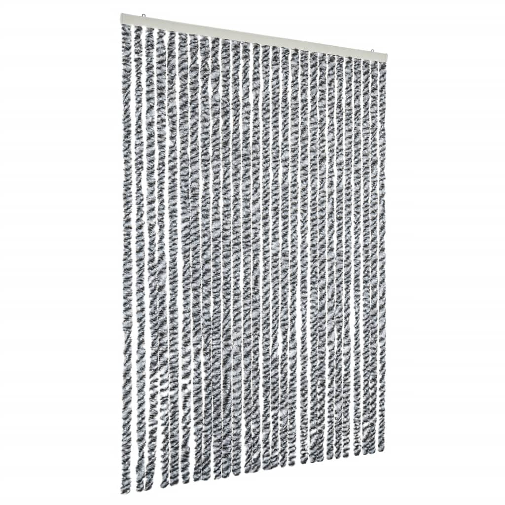 Vidaxl Fly Curtain 118x220 cm Chenille grigio e bianco e nero