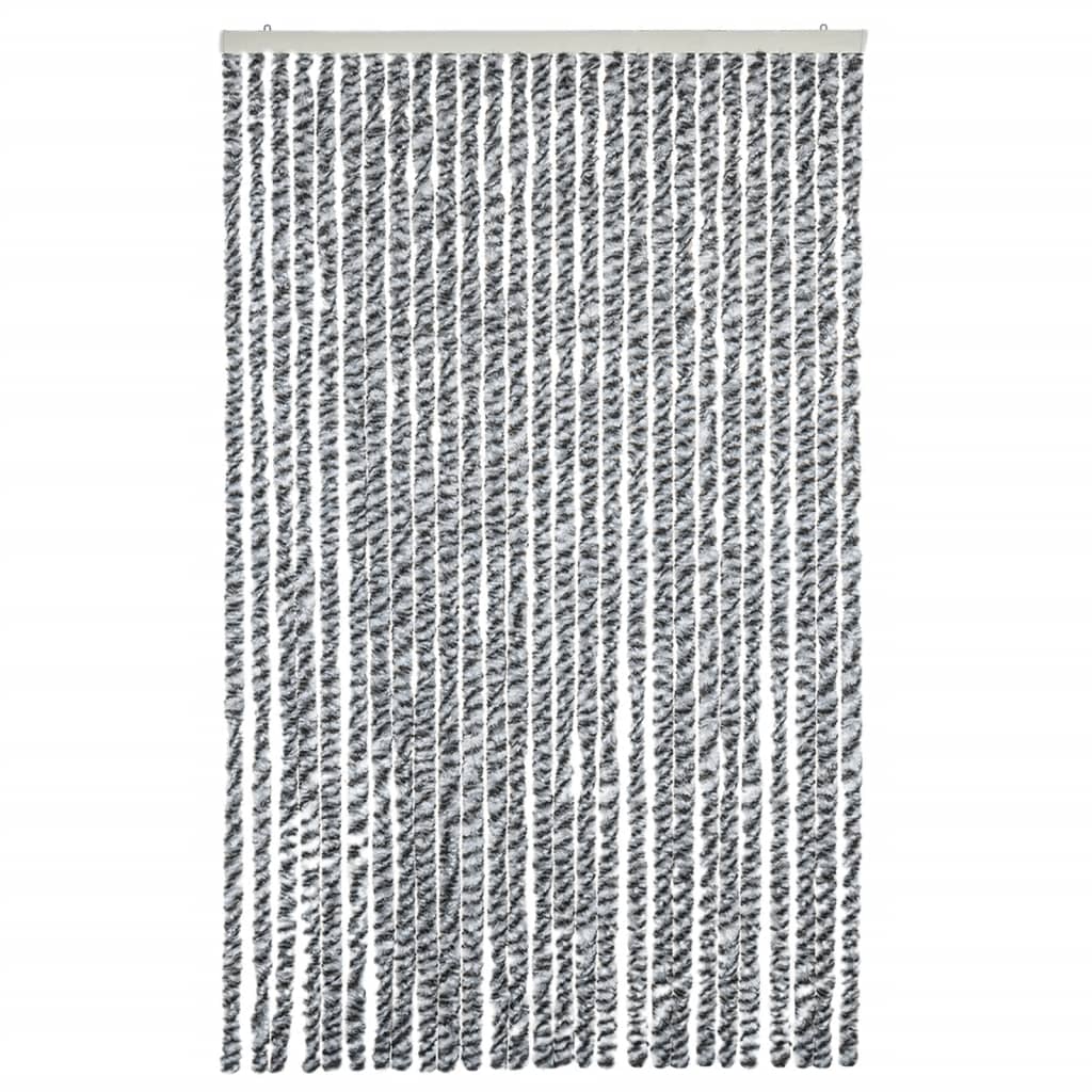 Vidaxl Fly Curtain 118x220 cm Chenille grigio e bianco e nero