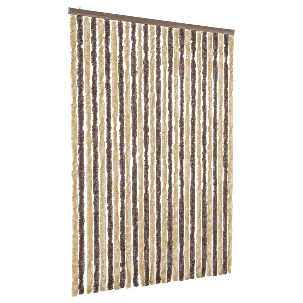 Vidaxl Fly Curtain 118x220 cm CHENILLE BRORN DROOD ET BEIGE