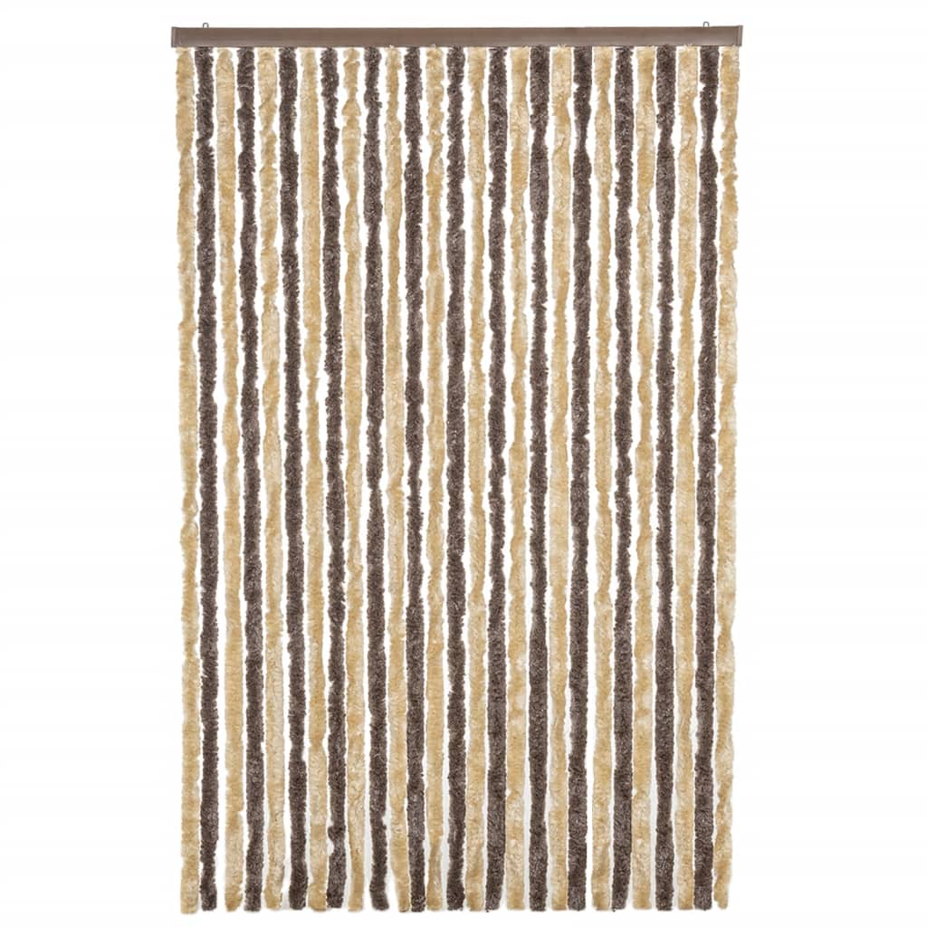 Vidaxl Fly Curtain 118x220 cm CHENILLE BRORN DROOD ET BEIGE