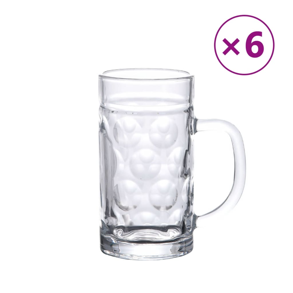 Vidaxl pivske skodelice z ročajem 6 St 500 ml stekla