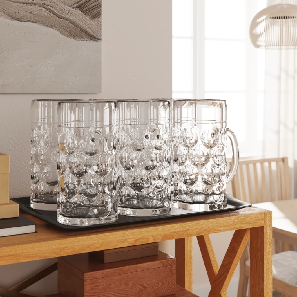 Vidaxl -Bierbecher mit Griff 6 pc 1000 ml Glas