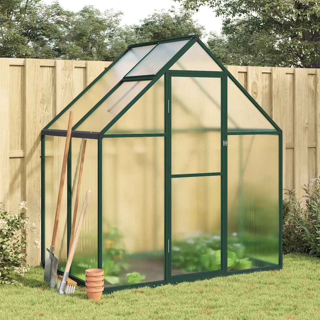 Vidaxl tuinkas z osnovnim okvirjem 169x114x195 cm aluminijasta zelena