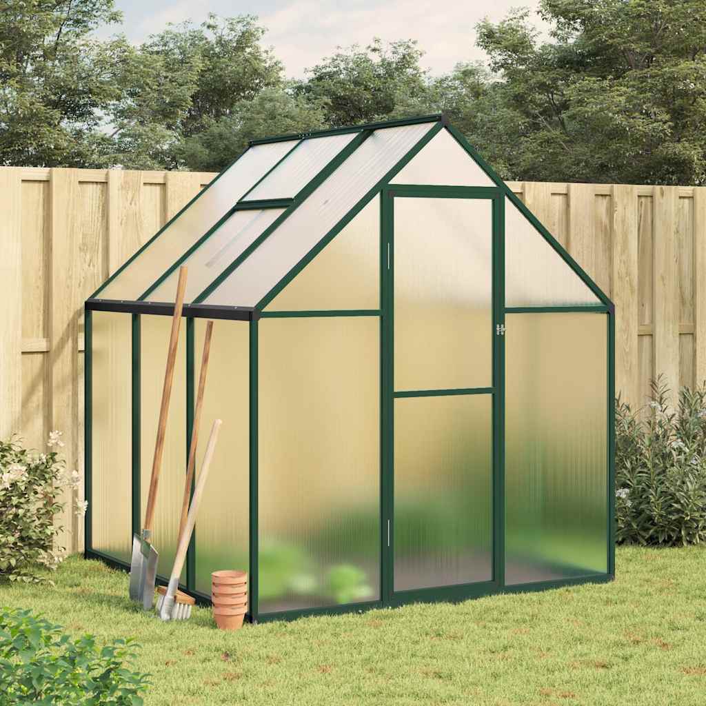 Vidaxl tuinkas z osnovnim okvirom 169x169x195 cm aluminijasta zelena