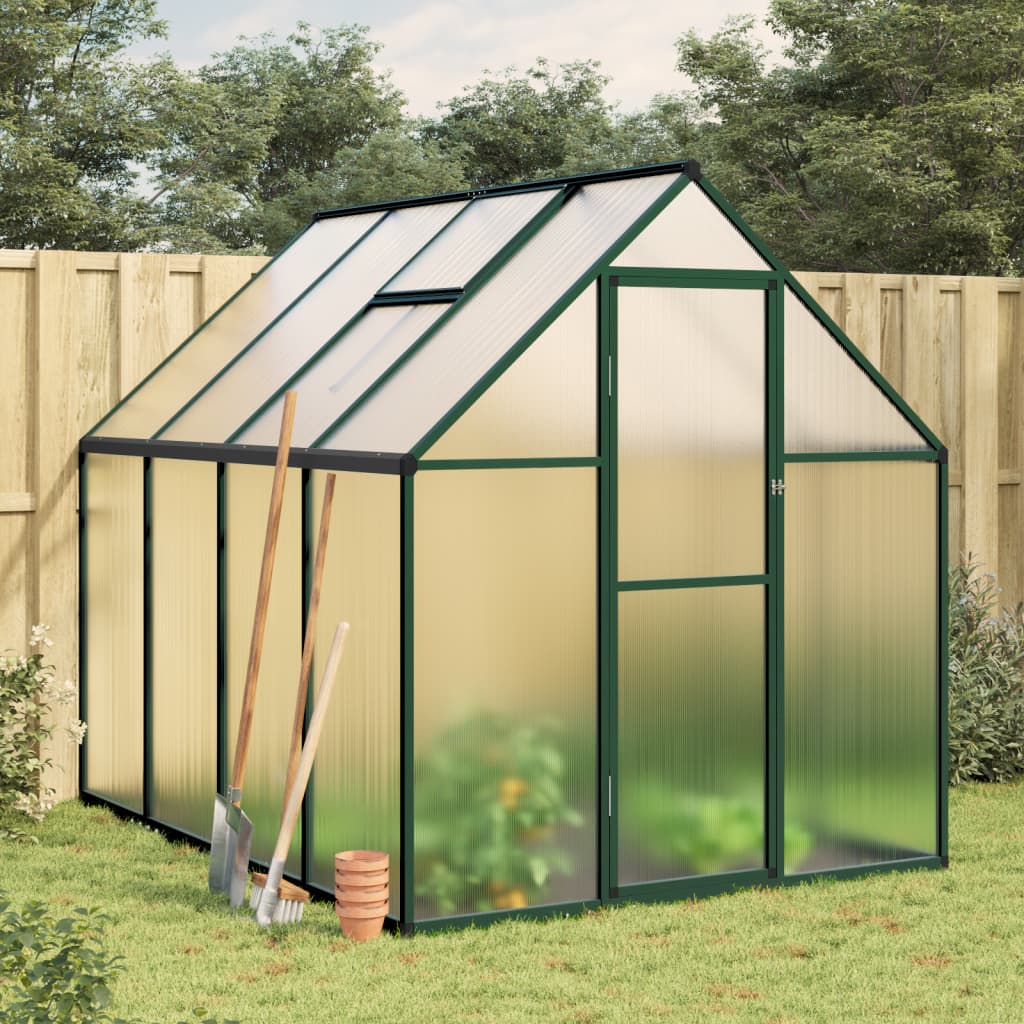 Vidaxl tuinkas z osnovnim okvirom 224x169x195 cm aluminijasta zelena