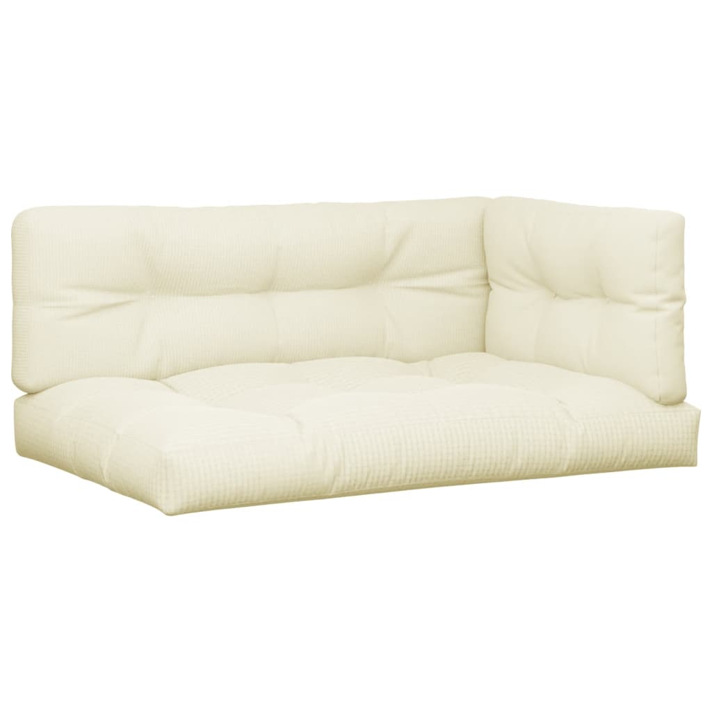 Almofadas para paletes VidaXL 3 peças tecido cor creme