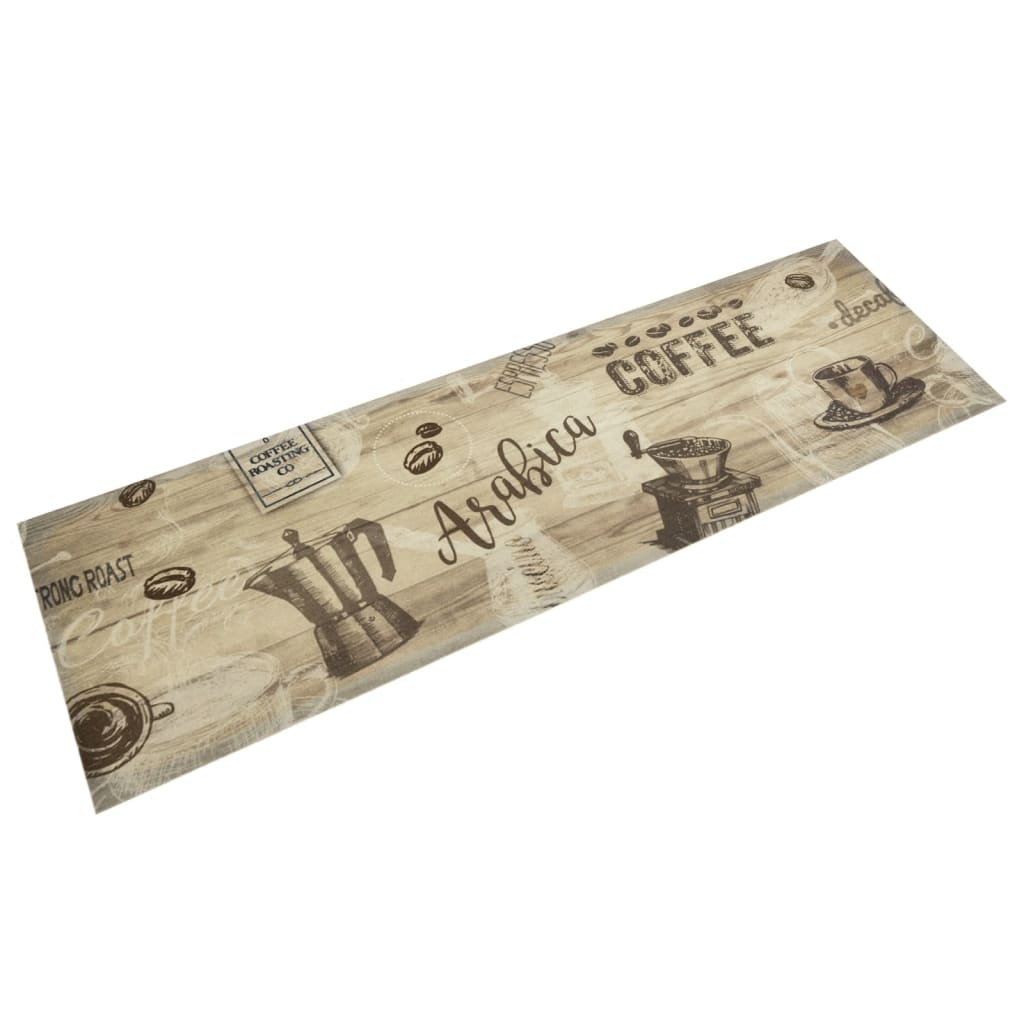 Vidaxl kuhinjski mat pralni kavni tisk 45x150 cm žametno rjava
