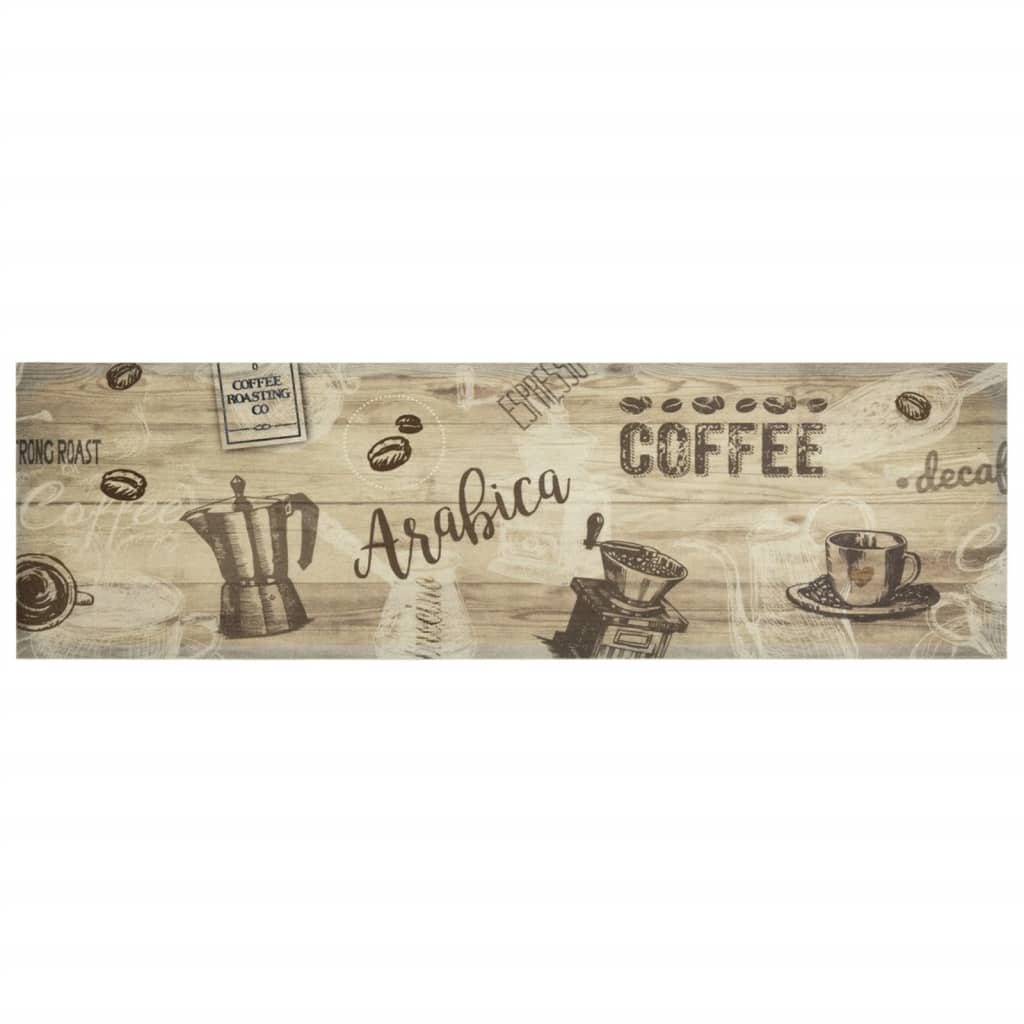 Vidaxl kuhinjski mat pralni kavni tisk 45x150 cm žametno rjava