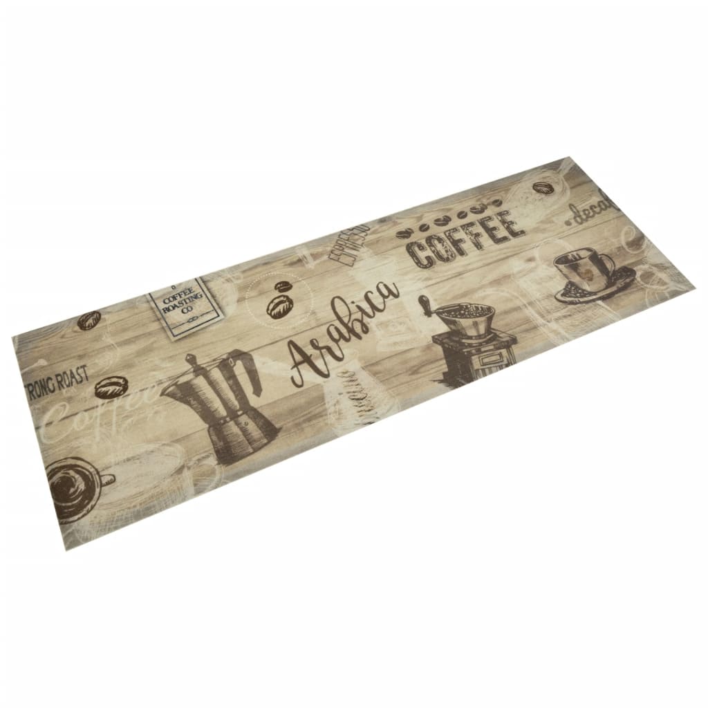 Vidaxl kuhinjski mat pralni kavni tisk 60x180 cm žametno rjava