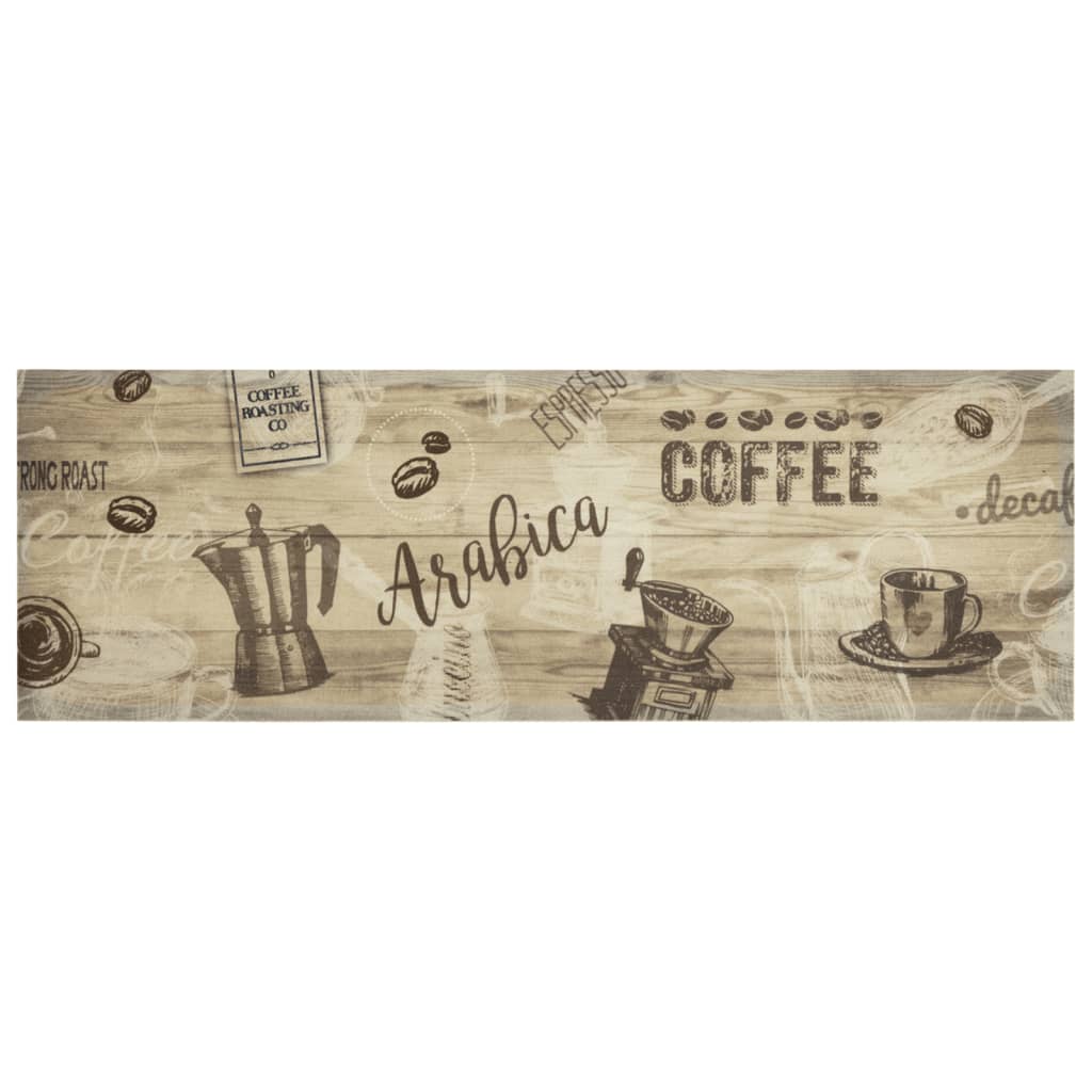 Vidaxl kuhinjski mat pralni kavni tisk 60x180 cm žametno rjava
