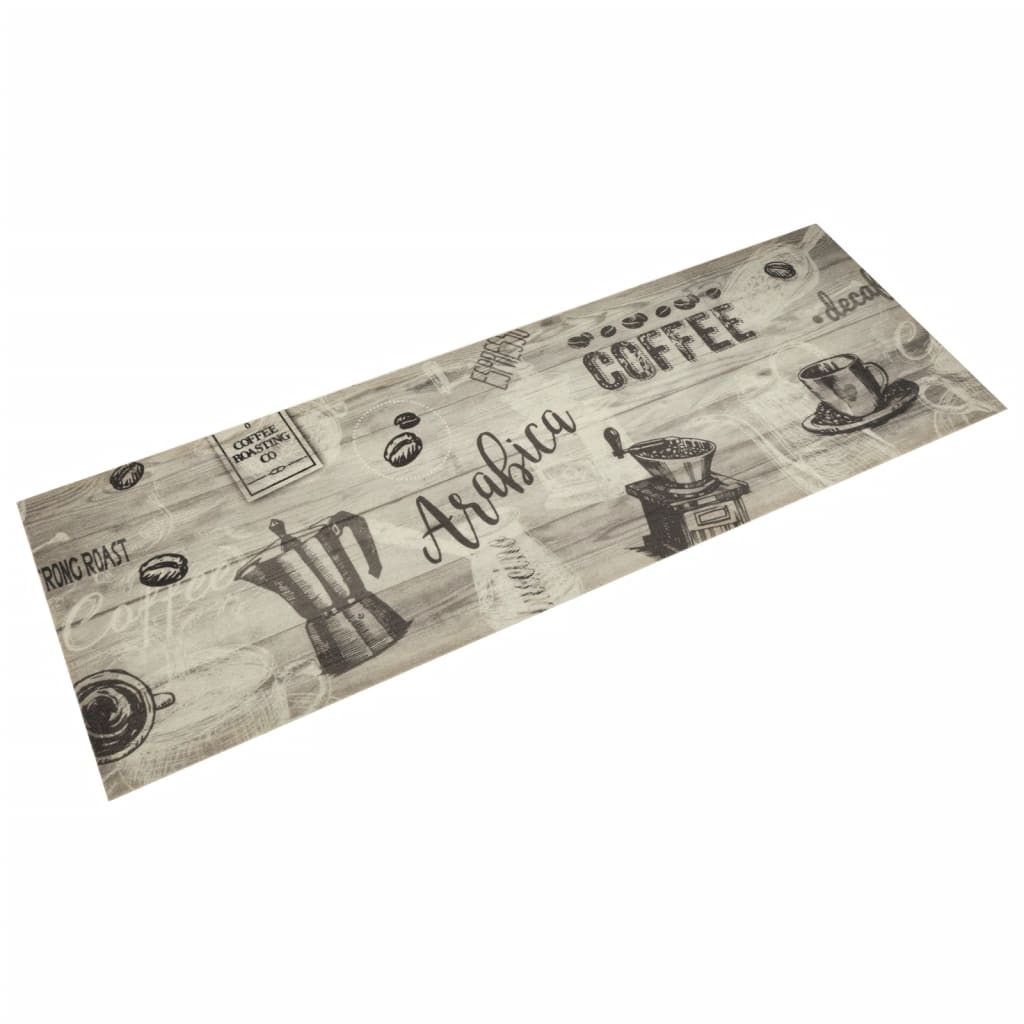 Vidaxl kuhinjski mat pralni kavni tisk 60x180 cm žametno siva