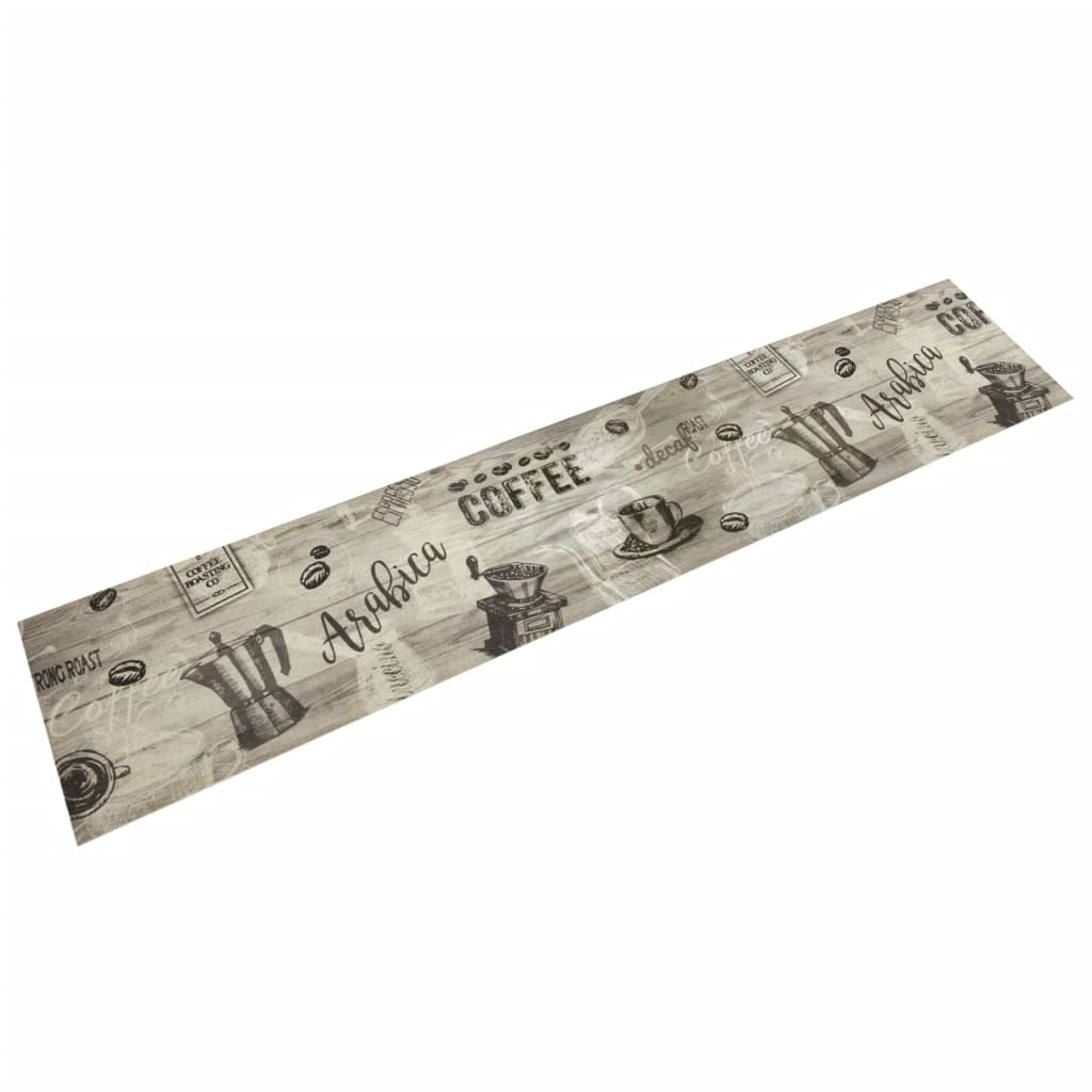 VidaXL Kitchen mat washable coffee print 60x300 cm velvet gray
