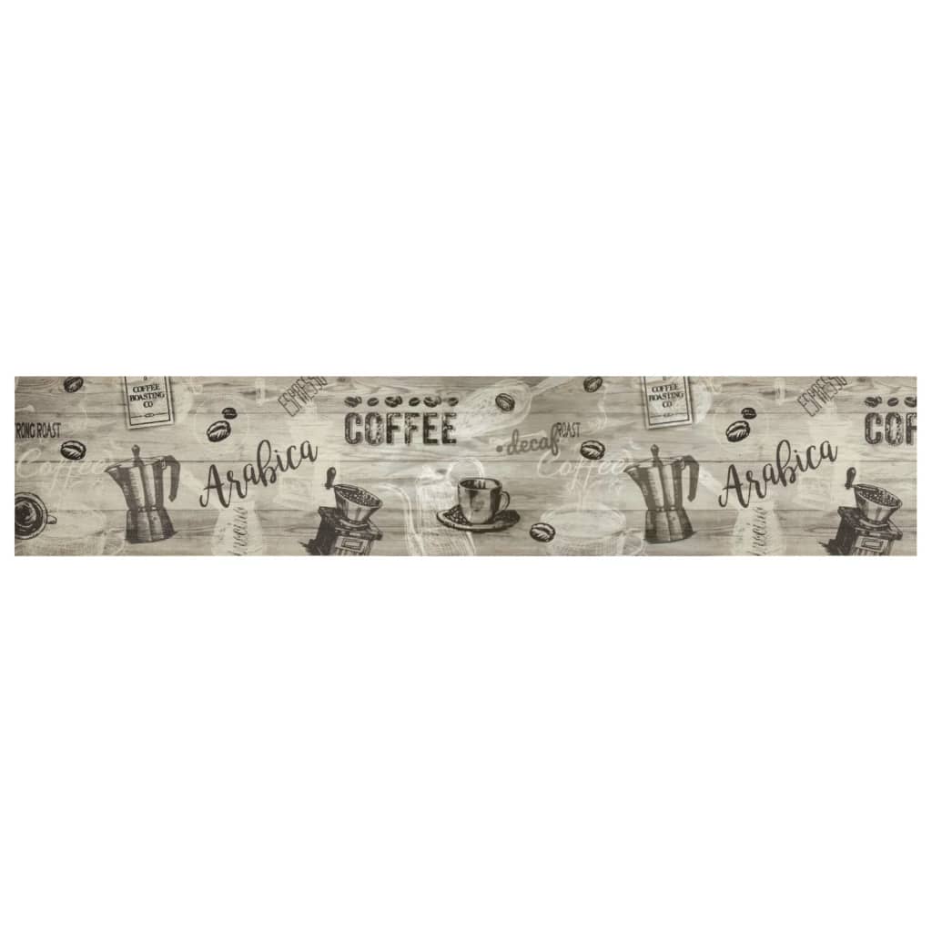 VidaXL Kitchen mat washable coffee print 60x300 cm velvet gray