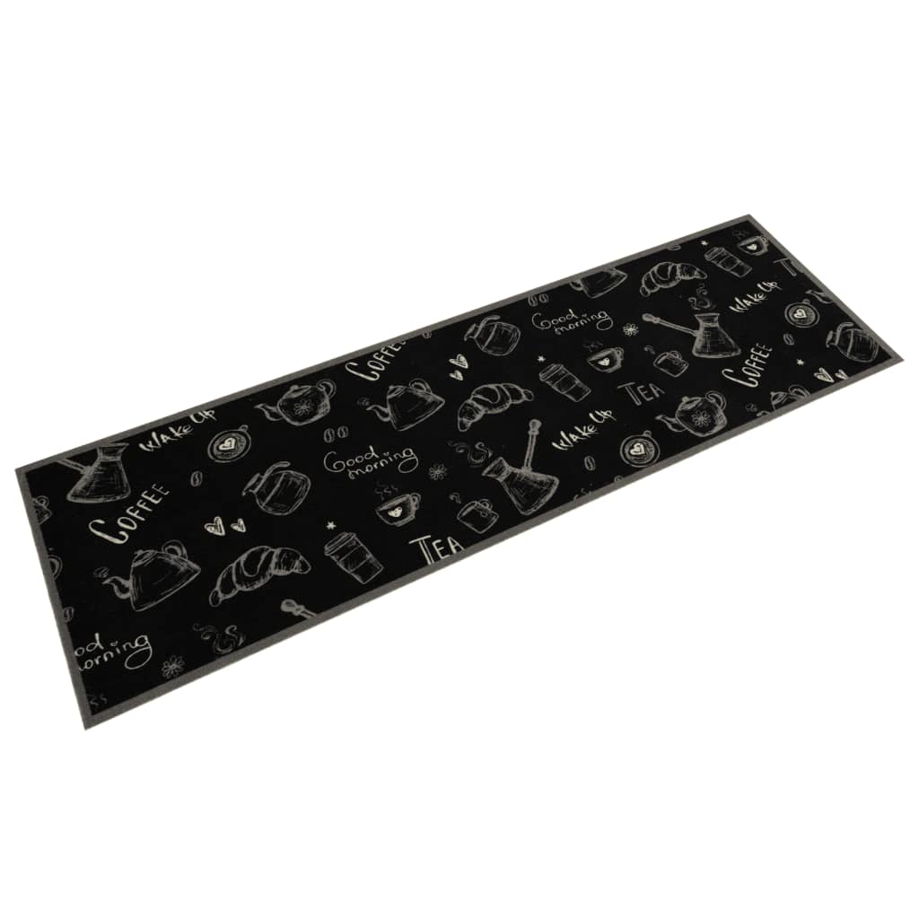 Vidaxl Küchenmatte Waschbarer Morgen Druck 45x150 cm Samt Schwarz