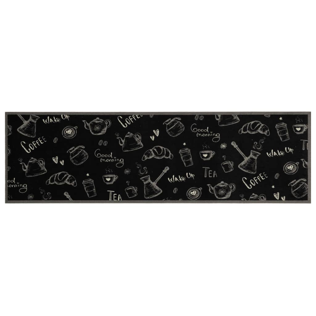 Vidaxl Küchenmatte Waschbarer Morgen Druck 45x150 cm Samt Schwarz