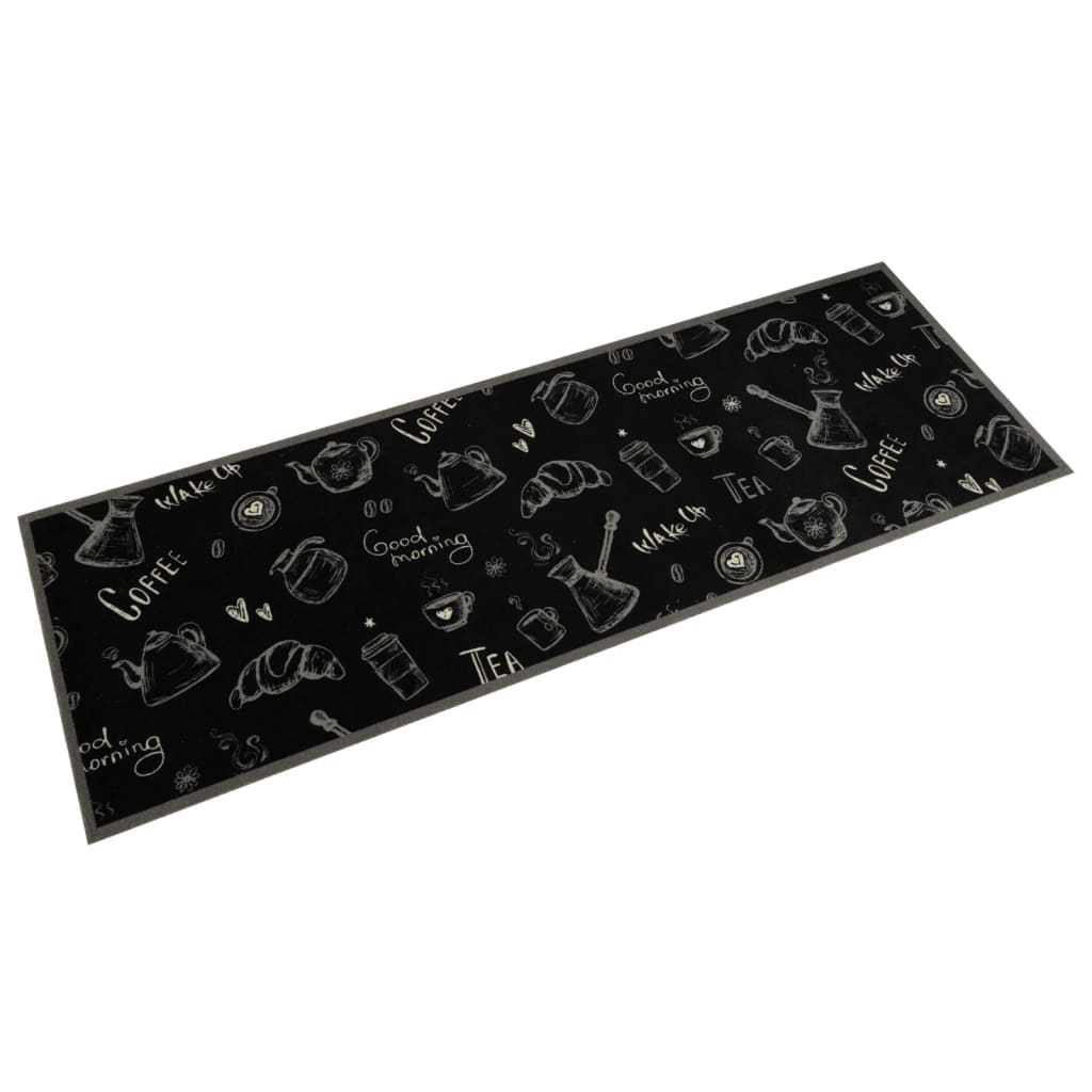 Vidaxl Küchenmatte Waschbarer Druck 60x180 cm Samt Schwarz