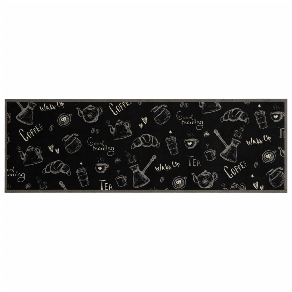 Vidaxl Küchenmatte Waschbarer Druck 60x180 cm Samt Schwarz