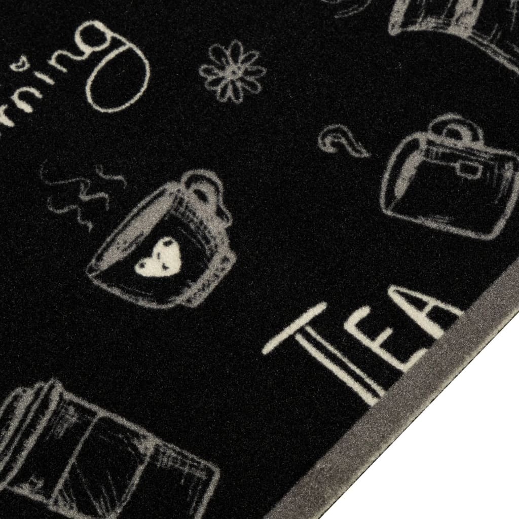 Vidaxl tappetino da cucina stampato mattutino lavabile 60x300 cm di velluto nero