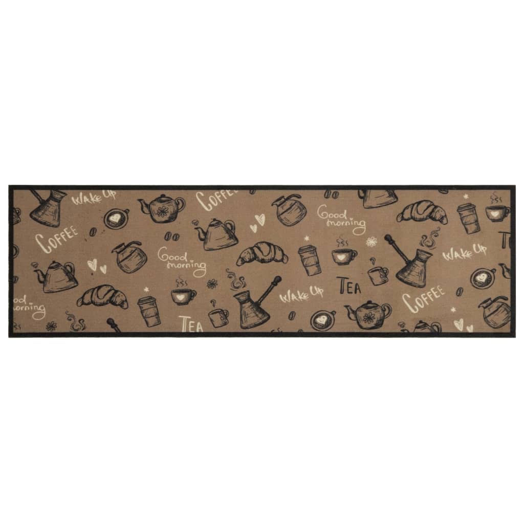 Vidaxl kuhinjski mat pralni jutranji tisk 45x150 cm žametno rjava