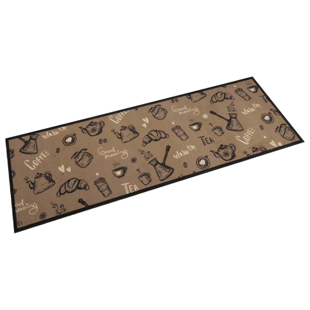Vidaxl kitchen mat washable morning print 60x180 cm velvet brown