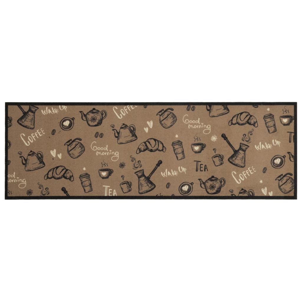 Vidaxl kitchen mat washable morning print 60x180 cm velvet brown