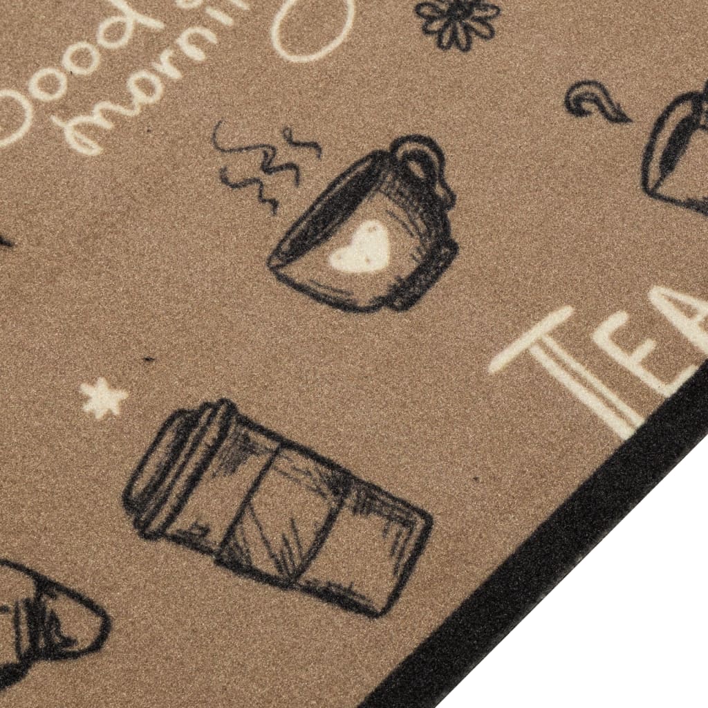 Vidaxl kitchen mat washable morning print 60x180 cm velvet brown