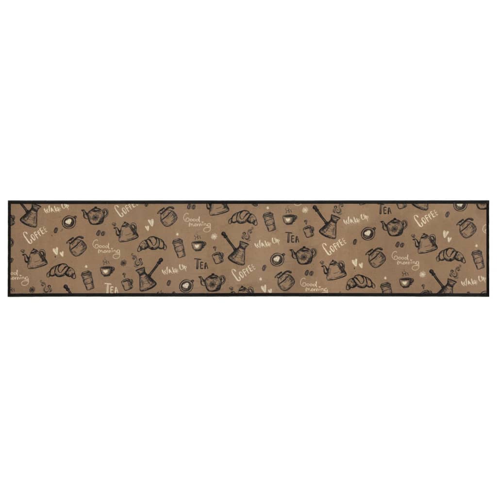 Vidaxl kuhinjski mat pralni jutranji tisk 60x300 cm žametno rjava