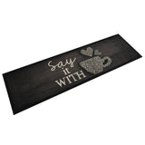 Vidaxl kuhinjski mat pralni skodelica tisk 45x150 cm žametno črno