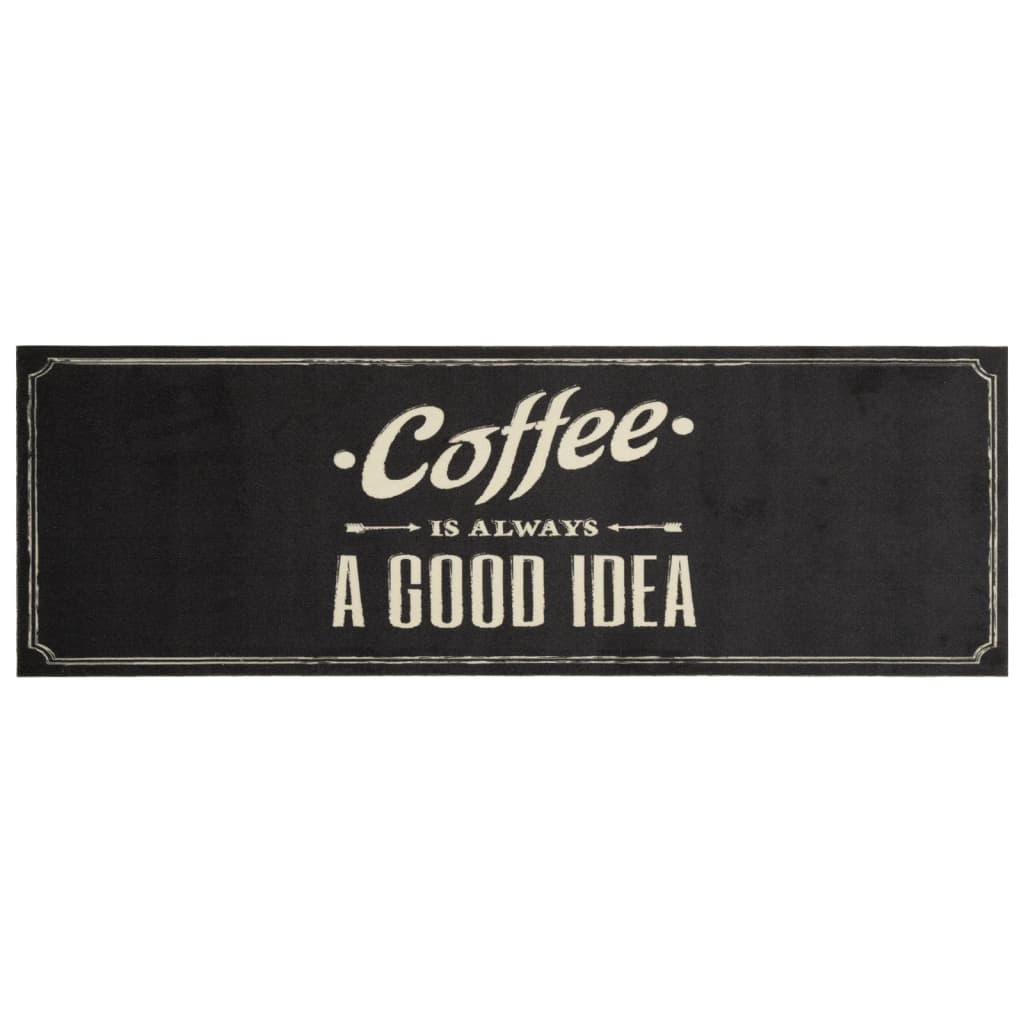 Vidaxl Kitchen mat washable coffee text 60x180 cm velvet