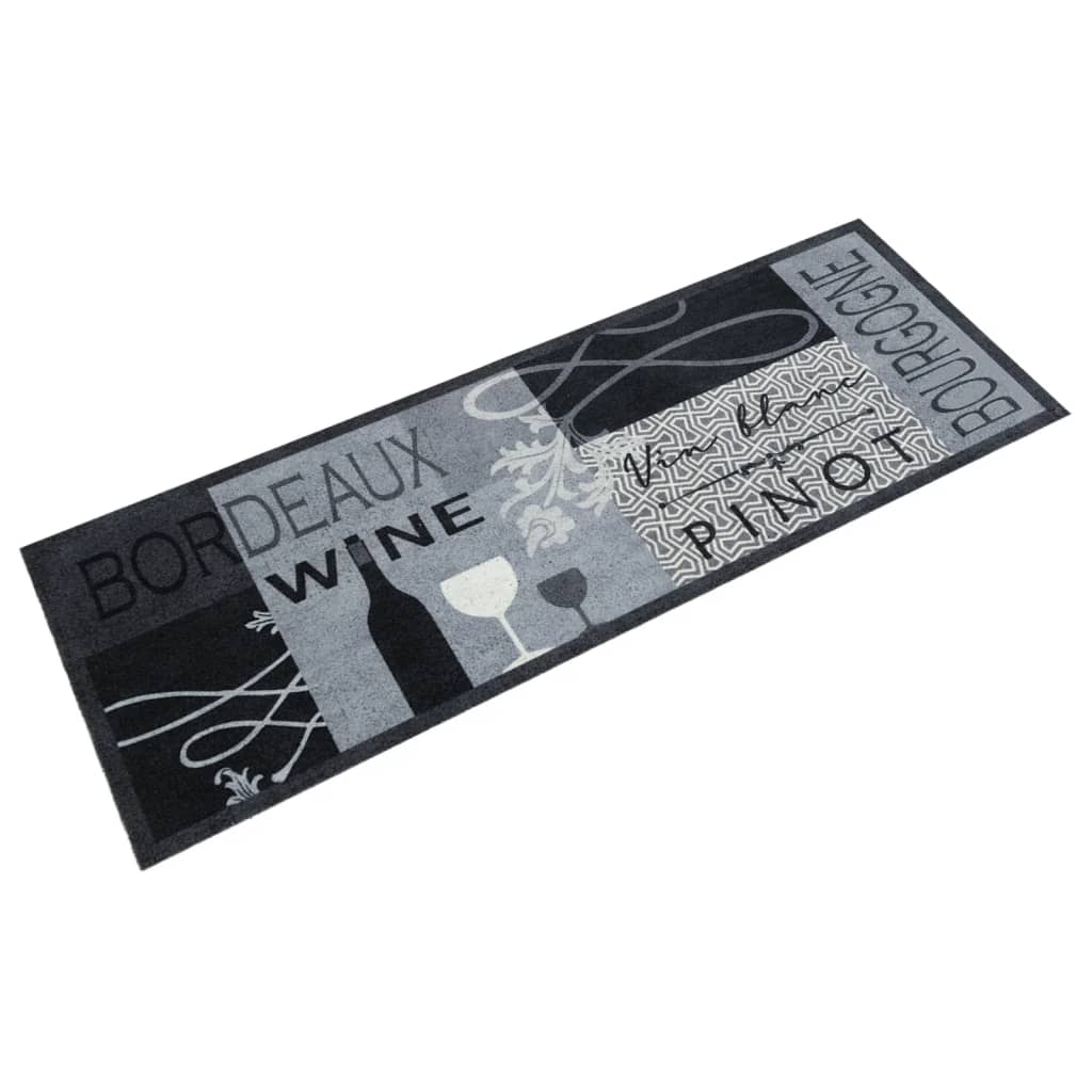 Vidaxl kuchyňská rohož omyvatelné víno potisk 45x150 cm samet šedá