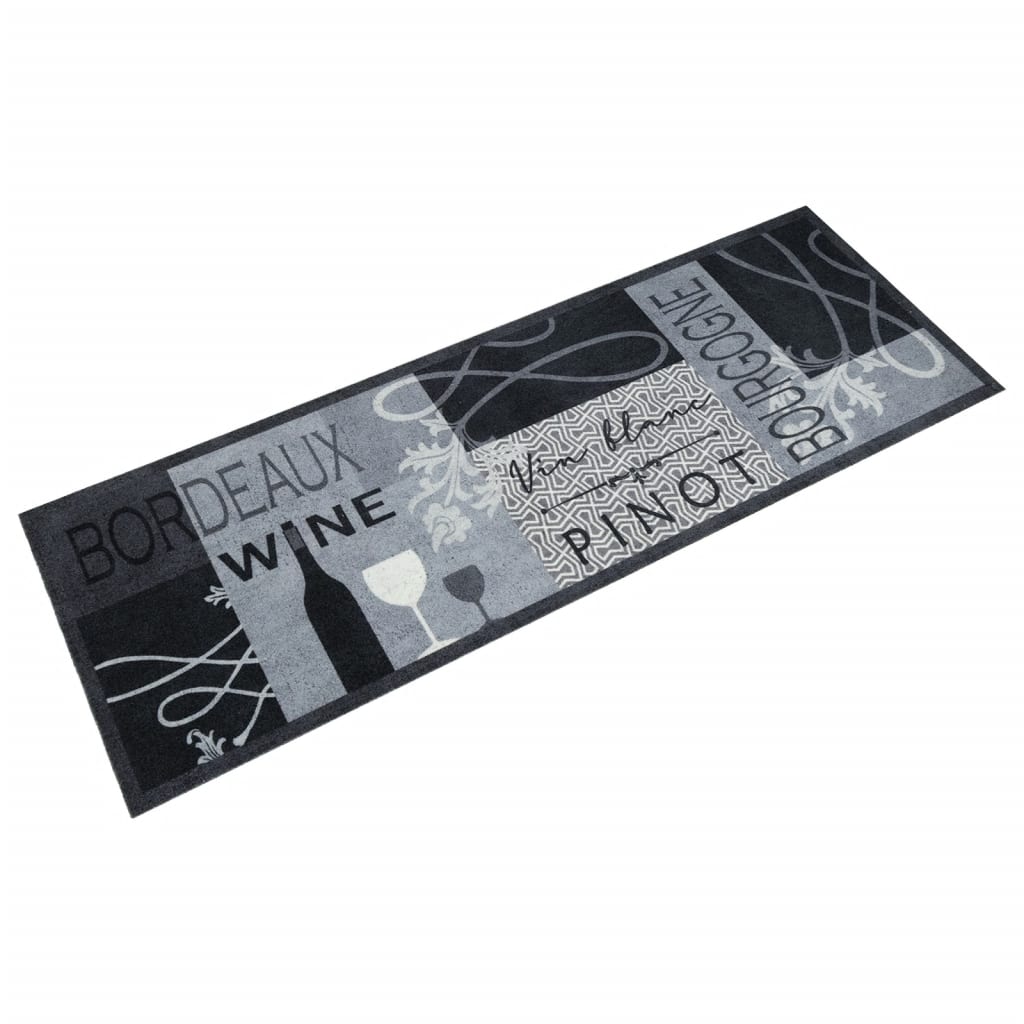 Vidaxl kuchyňská rohož omyvatelné víno tisk 60x180 cm samet šedá