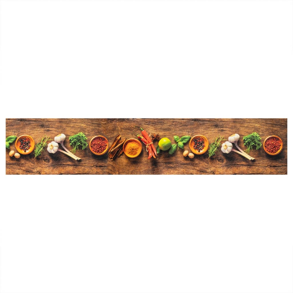 Vidaxl Kitchen mat washable herb print 60x300 cm velvet