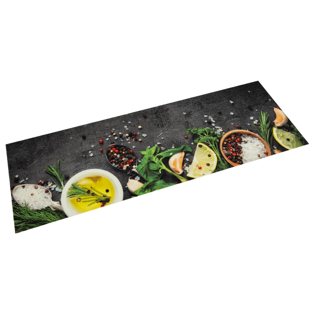 Vidaxl kuchyňská rohož omyvatelná bylina tisk 45x150 cm samet