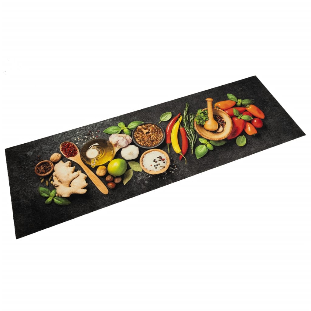 Vidaxl kuchyňská rohož omyvatelná bylina tisk 60x180 cm samet