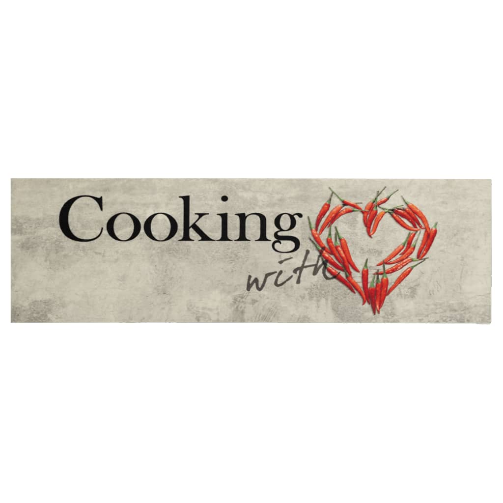 Vidaxl Kitchen mat washable pepper text 60x180 cm velvet