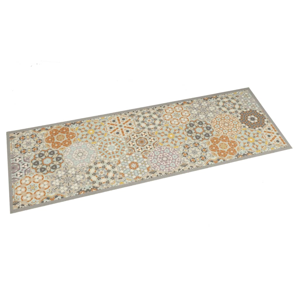 Vidaxl Kitchen mat washable hexagon pastel print 45x150 cm velvet