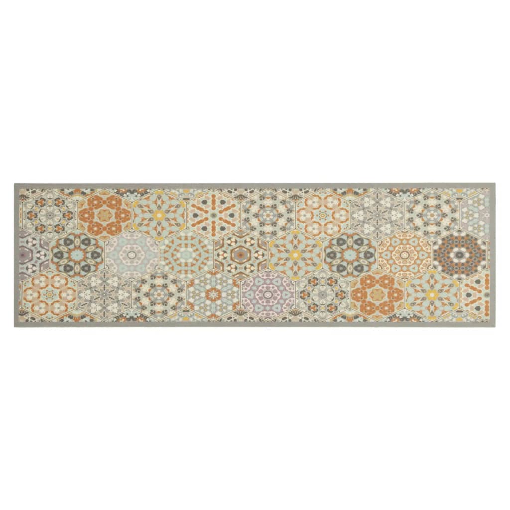 Vidaxl Kitchen mat washable hexagon pastel print 45x150 cm velvet