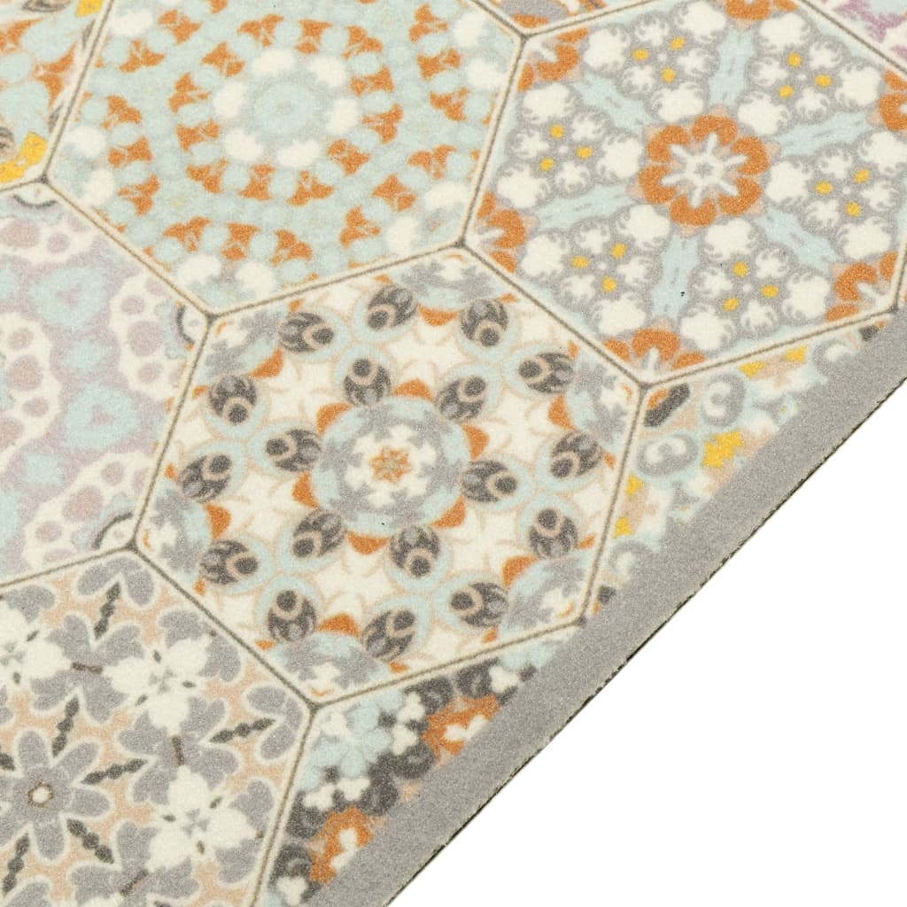 Vidaxl Kitchen mat washable hexagon pastel print 45x150 cm velvet