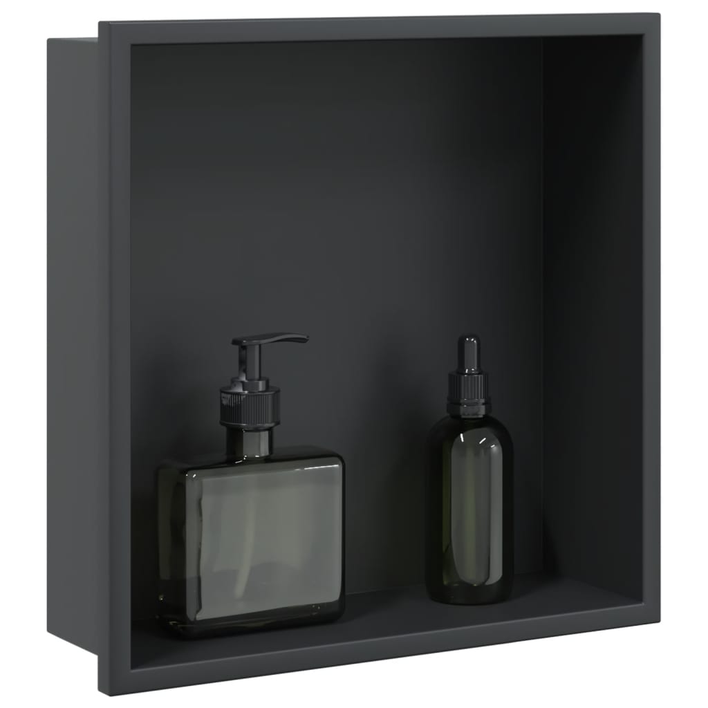 Douche Vidaxl 32x32x9 cm en acier inoxydable noir