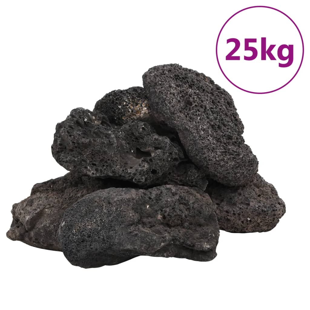 Vidaxl Lava stones 25 kg 10-30 cm Black