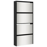 Vidaxl-Schuhschrank mit Spiegel 4-Layer 63x17x134 cm Schwarz