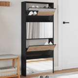 Vidaxl-Schuhschrank mit Spiegel 4-Layer 63x17x134 cm Schwarz