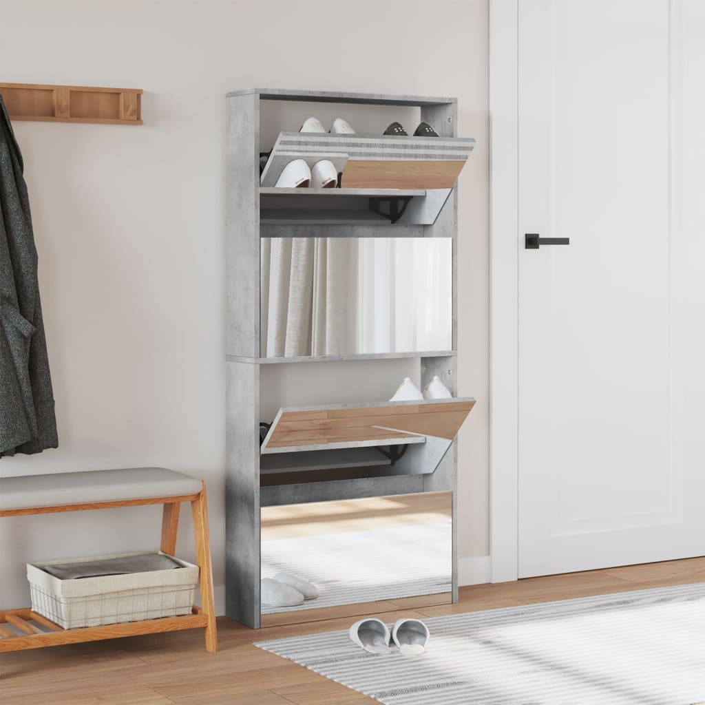Omara za čevlje Vidaxl z ogledalom 4-sloj 63x17x134 cm betonska cena