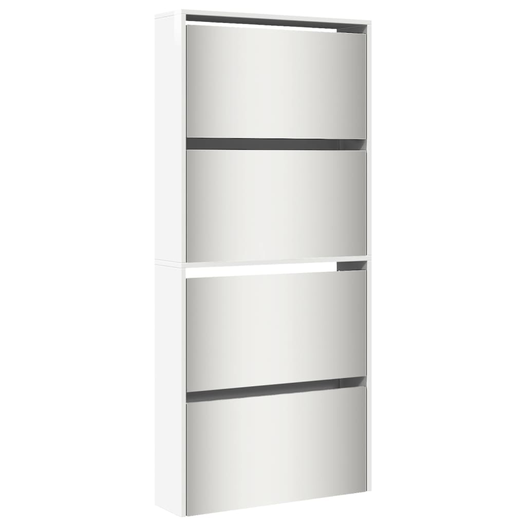 Armoire à chaussures Vidaxl avec miroir 4 couches 63x17x134 cm de haut blanc