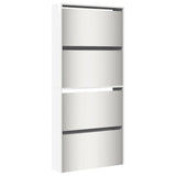 Armoire à chaussures Vidaxl avec miroir 4 couches 63x17x134 cm de haut blanc