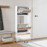 Armoire à chaussures Vidaxl avec miroir 4 couches 63x17x134 cm de haut blanc