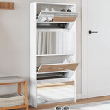 Armoire à chaussures Vidaxl avec miroir 4 couches 63x17x134 cm de haut blanc